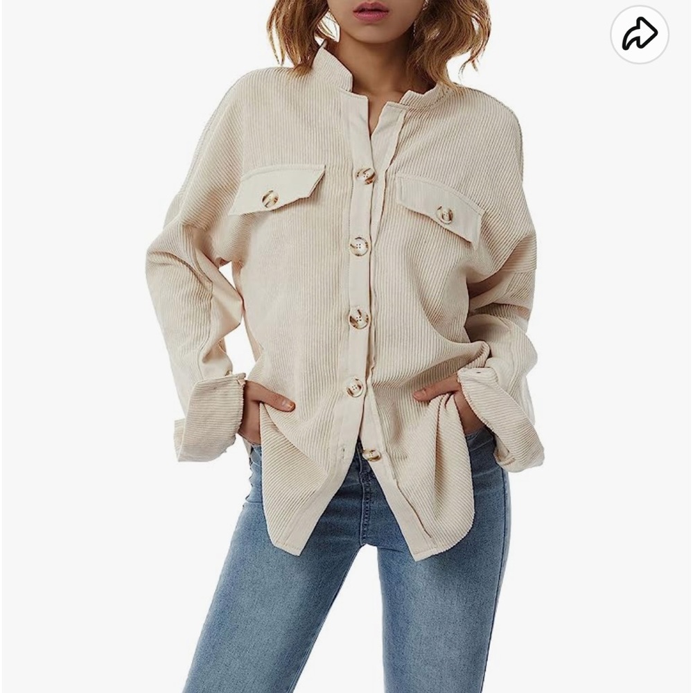 New Beige Button Up Top Jacket